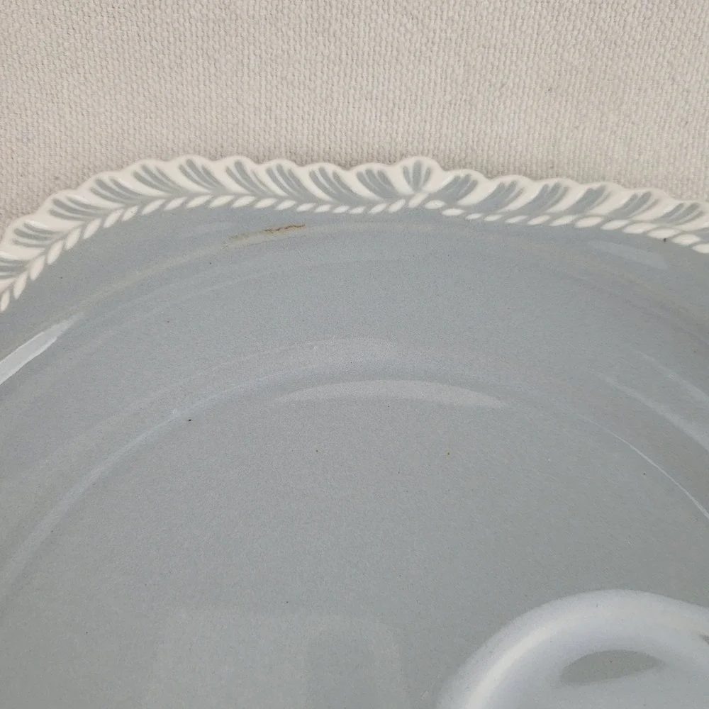Vintage Harker Pottery Gray Snack Set Cup and Square‎ Plate